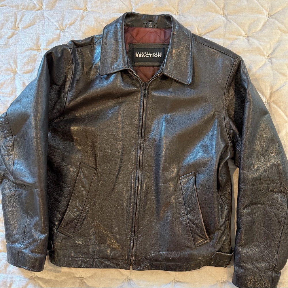 Kenneth Cole Reaction Men's Dark Brown Leather Jacket